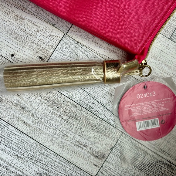 NEW Large Pink Cosmetic Bag Pouch "Stop....Glamour Time" with Gold Tassel - Picture 5 of 5